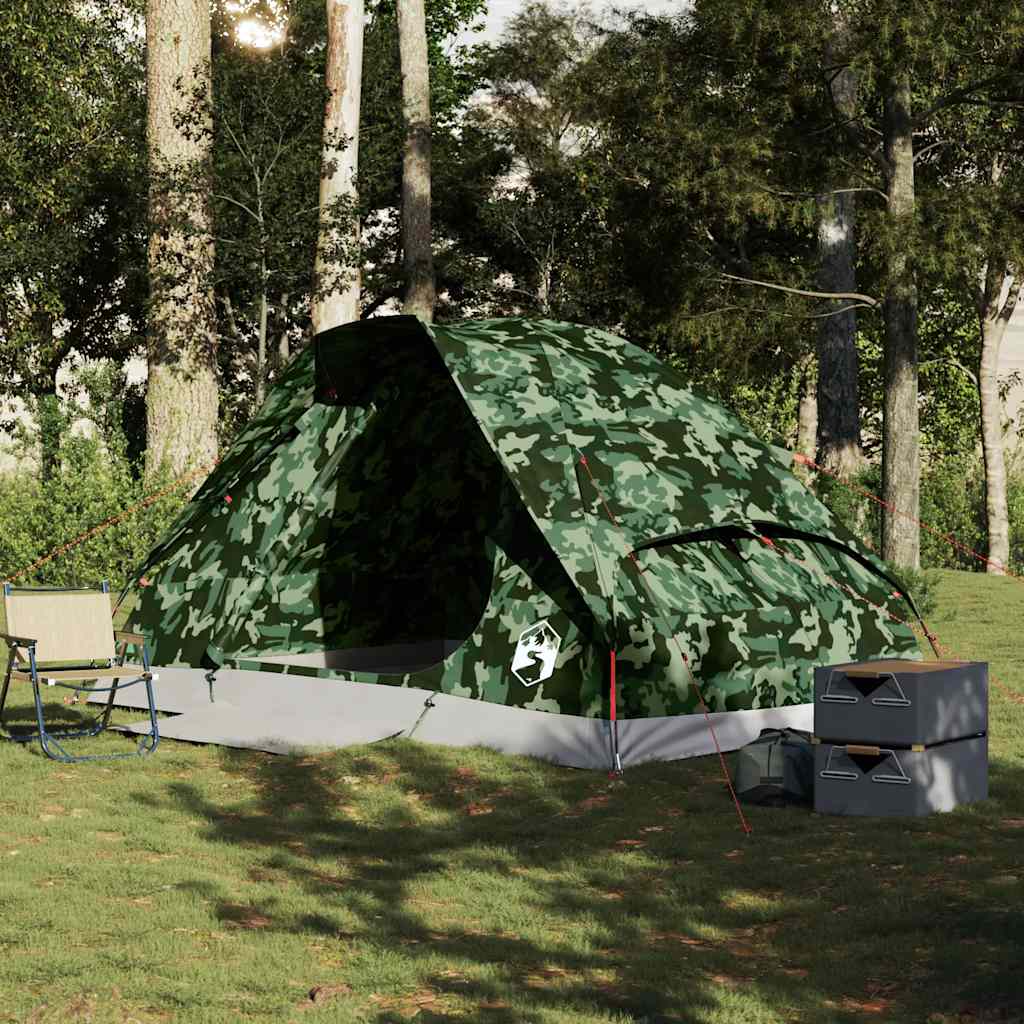 Σκηνή Κάμπινγκ με Θόλο 4 Ατόμων Αδιάβροχη Καμουφλάζ
