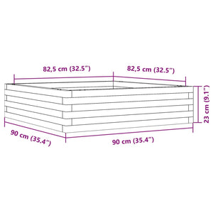 Ζαρντινιέρα Λευκή 90x90x23 εκ. από Μασίφ Ξύλο Πεύκου