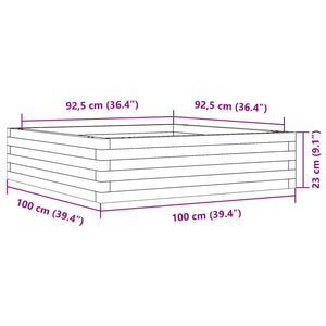 Ζαρντινιέρα Κήπου Λευκή 100x100x23 εκ. από Μασίφ Ξύλο Πεύκου