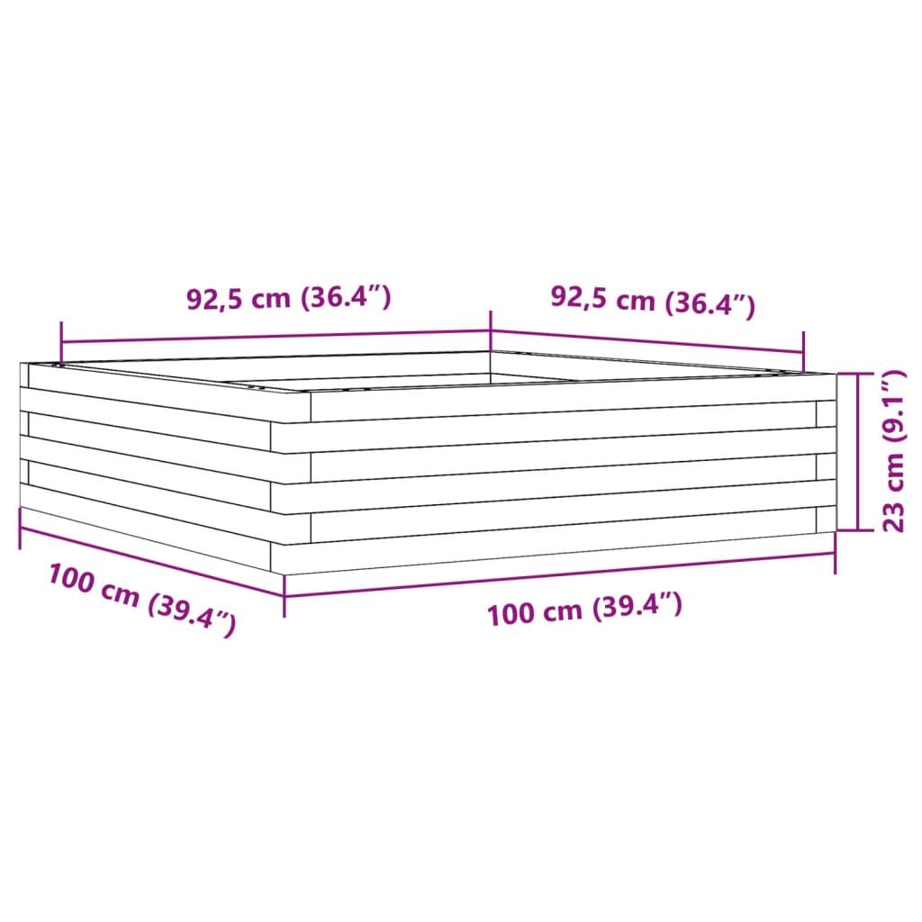 Ζαρντινιέρα Καφέ Κεριού 100x100x23 εκ. από Μασίφ Ξύλο Πεύκου