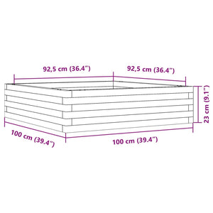 Ζαρντινιέρα Καφέ Κεριού 100x100x23 εκ. από Μασίφ Ξύλο Πεύκου