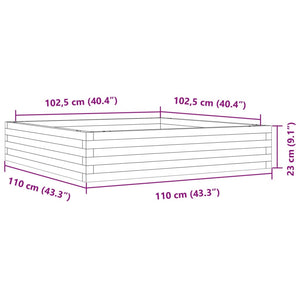 Ζαρντινιέρα Κήπου Λευκή 110x110x23 εκ. από Μασίφ Ξύλο Πεύκου