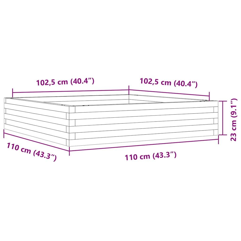 Ζαρντινιέρα Κήπου 110x110x23 εκ. από Εμποτισμένο Ξύλο Πεύκου - Pakobazaar