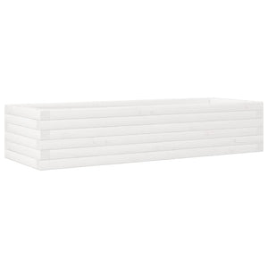 Ζαρντινιέρα Κήπου Λευκή 110x40x23 εκ. από Μασίφ Ξύλο Πεύκου