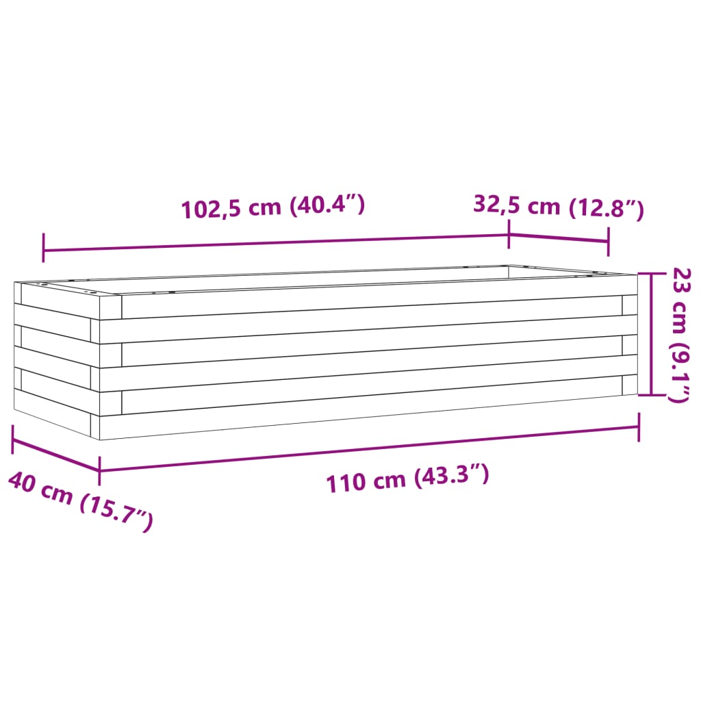 Ζαρντινιέρα Κήπου 110x40x23 εκ. από Μασίφ Ξύλο Ψευδοτσούγκας - Pakobazaar