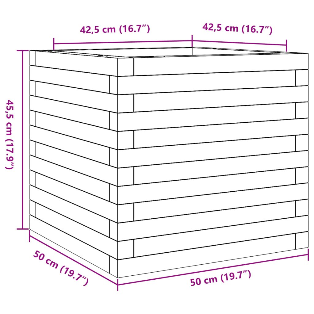 Ζαρντινιέρα Κήπου 50x50x45,5εκ από Μασίφ Ξύλο Πεύκου
