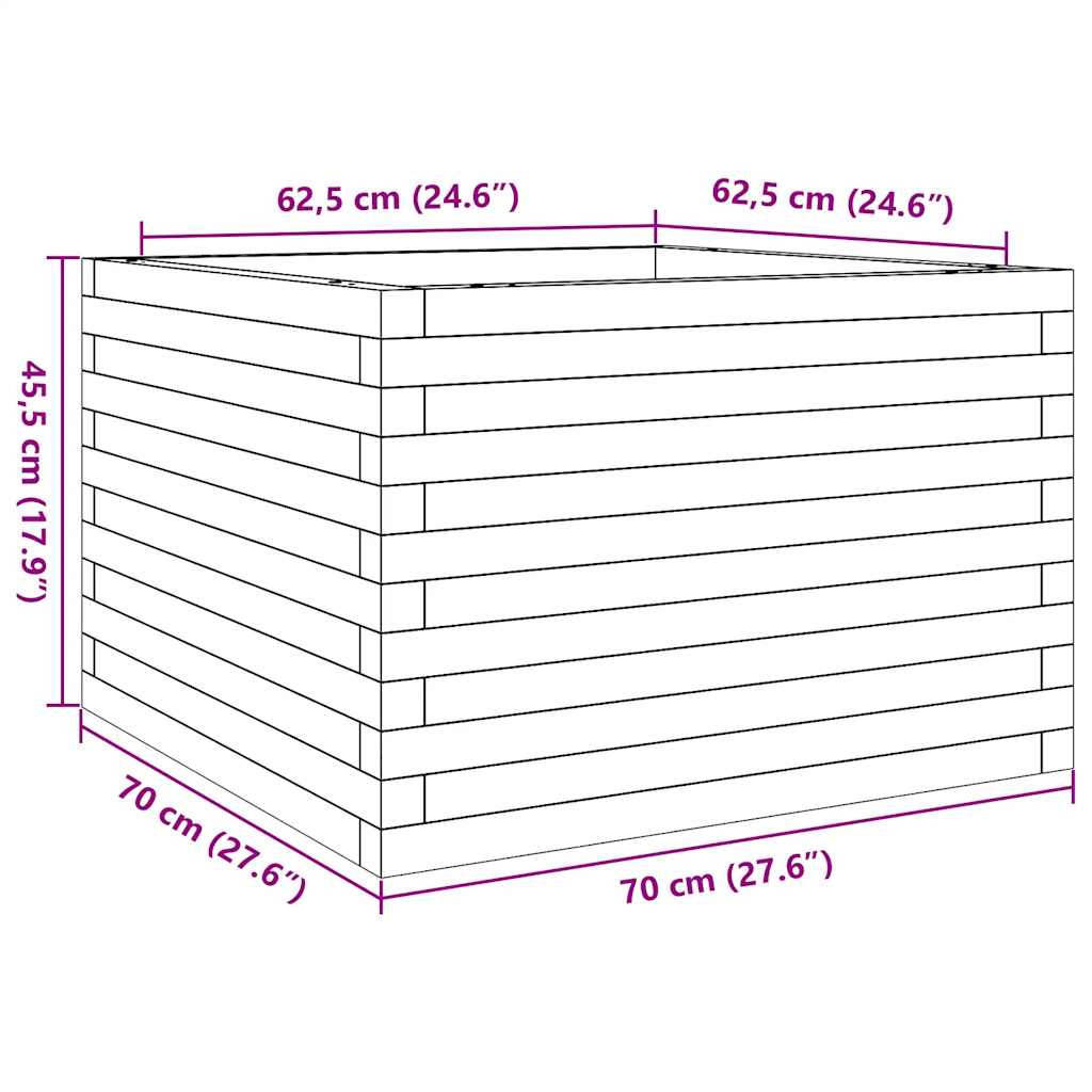 Ζαρντινιέρα Κήπου 70x70x45,5 εκ. από Μασίφ Ξύλο Ψευδοτσούγκας