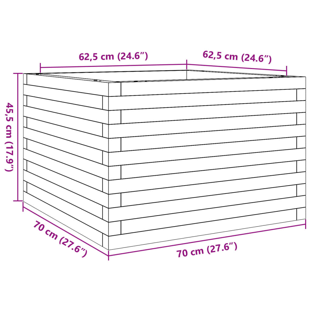 Ζαρντινιέρα Κήπου 70x70x45,5 εκ. από Εμποτισμένο Ξύλο Πεύκου