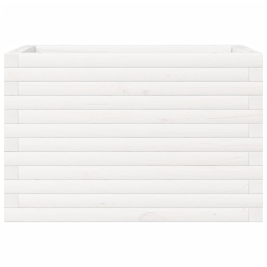 Ζαρντινιέρα Κήπου Λευκή 70x40x45,5 εκ. από Μασίφ Ξύλο Πεύκου
