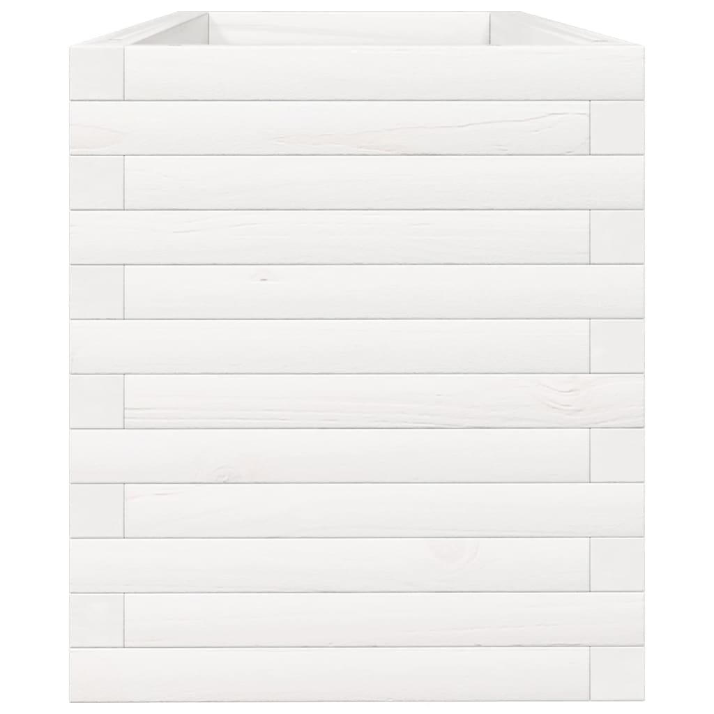 Ζαρντινιέρα Κήπου Λευκή 110x40x45,5 εκ. από Μασίφ Ξύλο Πεύκου