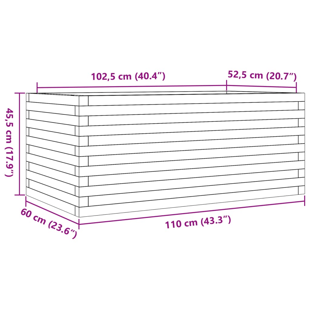Ζαρντινιέρα Κήπου 110x60x45,5 εκ από Μασίφ Ξύλο Πεύκου