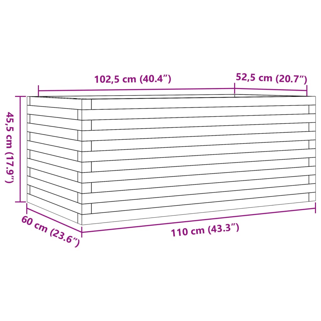 Ζαρντινιέρα Κήπου Λευκή 110x60x45,5 εκ. από Μασίφ Ξύλο Πεύκου