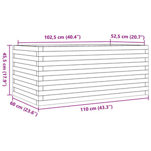 Ζαρντινιέρα Κήπου Λευκή 110x60x45,5 εκ. από Μασίφ Ξύλο Πεύκου