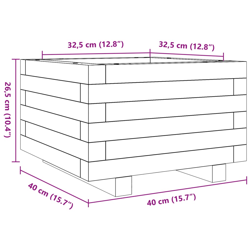 Ζαρντινιέρα Κήπου 40x40x26,5 εκ από Μασίφ Ξύλο Πεύκου