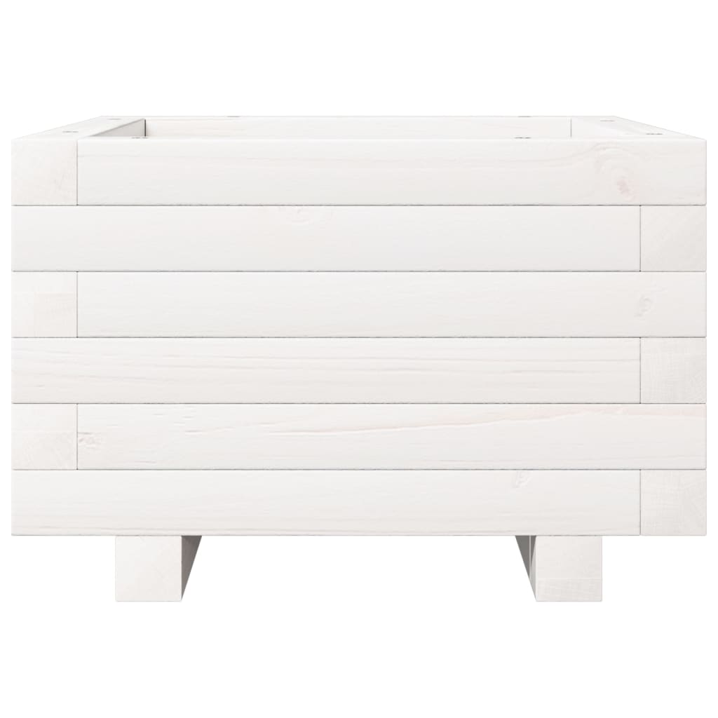 Ζαρντινιέρα Κήπου Λευκή 40x40x26,5 εκ. από Μασίφ Ξύλο Πεύκου