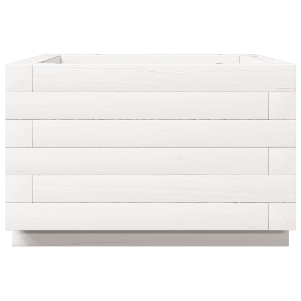 Ζαρντινιέρα Κήπου Λευκή 40x40x26,5 εκ. από Μασίφ Ξύλο Πεύκου