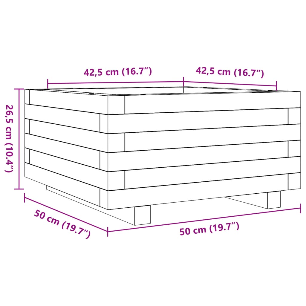Ζαρντινιέρα Κήπου Λευκή 50x50x26,5 εκ. από Μασίφ Ξύλο Πεύκου