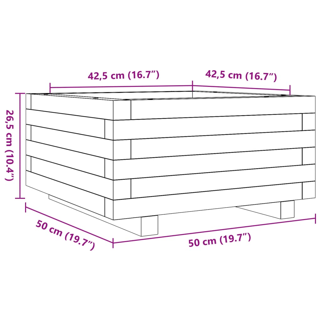 Ζαρντινιέρα Καφέ Κεριού 50x50x26,5 εκ. από Μασίφ Ξύλο Πεύκου