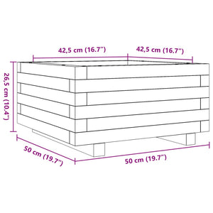 Ζαρντινιέρα Καφέ Κεριού 50x50x26,5 εκ. από Μασίφ Ξύλο Πεύκου