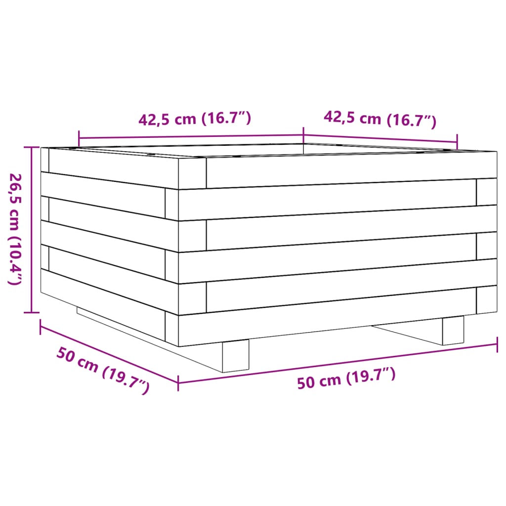 Ζαρντινιέρα Κήπου 50x50x26,5 εκ. από Μασίφ Ξύλο Ψευδοτσούγκας