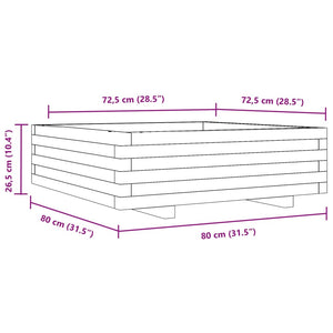 Ζαρντινιέρα Κήπου Λευκή 80x80x26,5 εκ. από Μασίφ Ξύλο Πεύκου