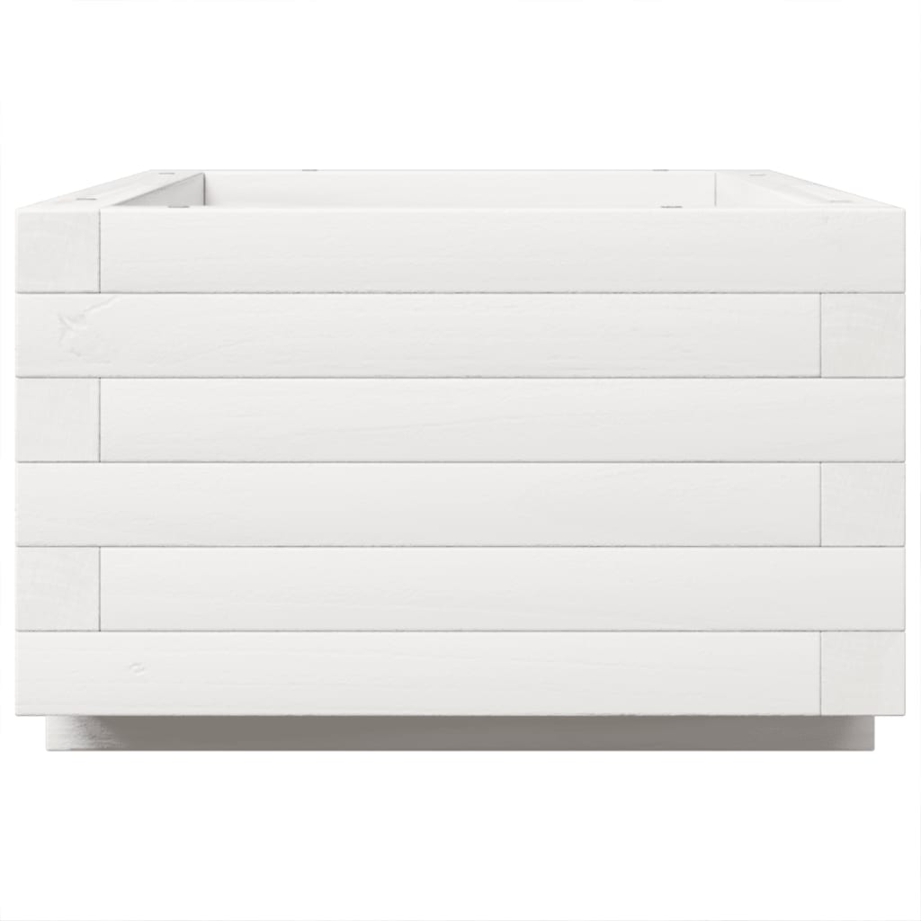 Ζαρντινιέρα Κήπου Λευκή 70x40x26,5 εκ. από Μασίφ Ξύλο Πεύκου