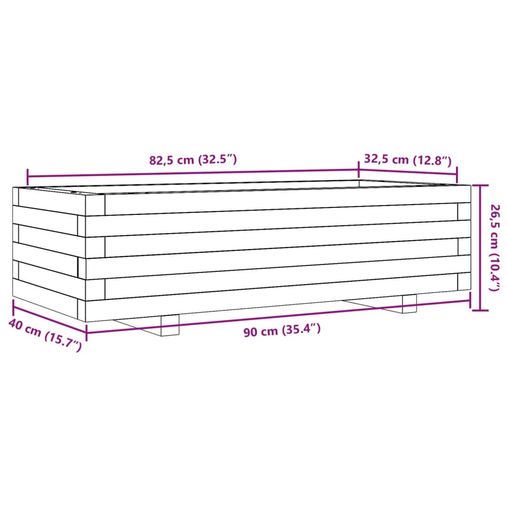 Ζαρντινιέρα Κήπου 90x40x26,5 εκ. από Μασίφ Ξύλο Ψευδοτσούγκας