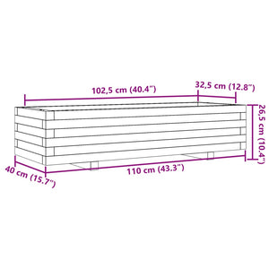 Ζαρντινιέρα Κήπου Λευκή 110x40x26,5 εκ. από Μασίφ Ξύλο Πεύκου