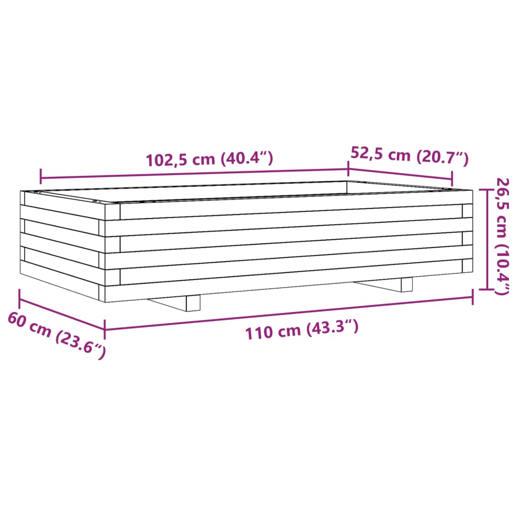 Ζαρντινιέρα Κήπου 110x60x26,5 εκ. από Μασίφ Ξύλο Ψευδοτσούγκας