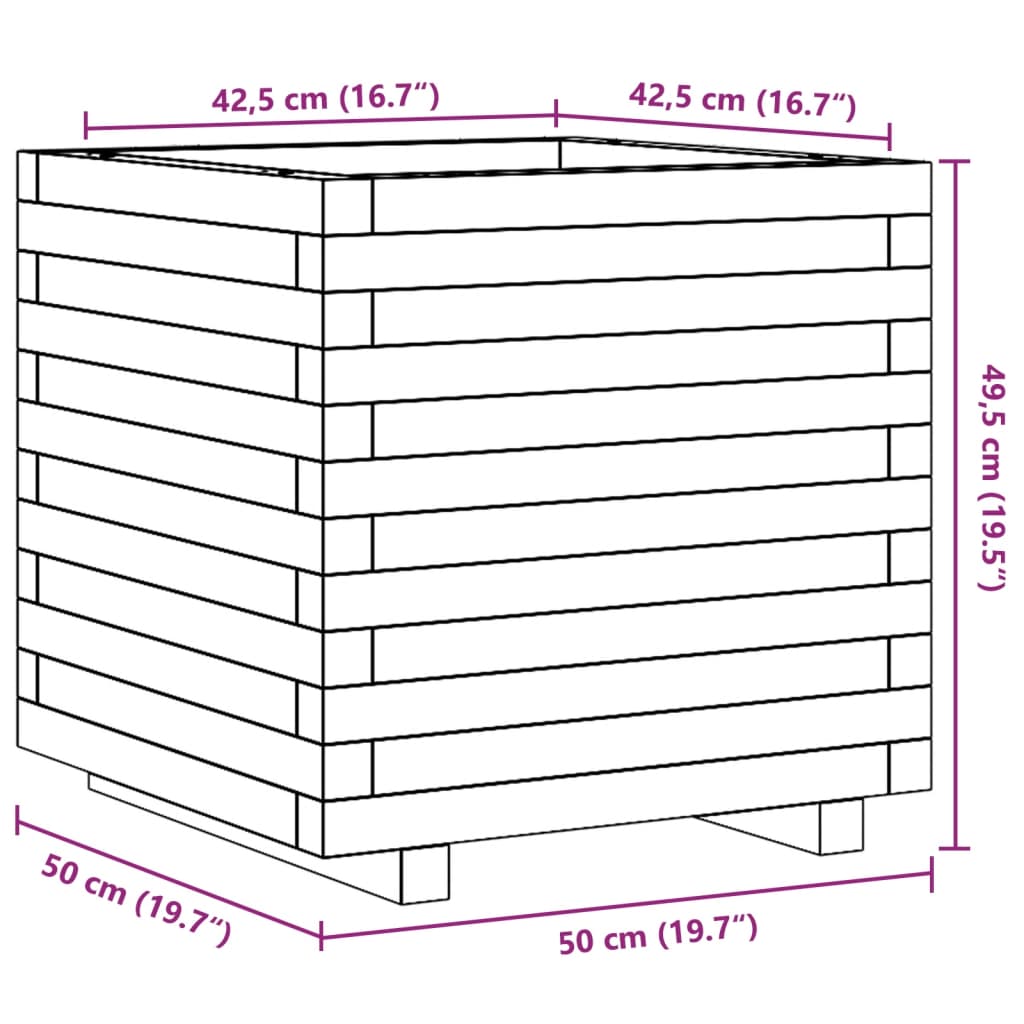 Ζαρντινιέρα Κήπου 50x50x49,5 εκ από Μασίφ Ξύλο Πεύκου