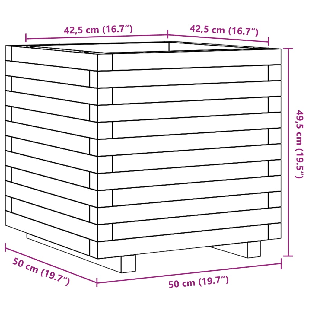 Ζαρντινιέρα Κήπου 50x50x49,5 εκ. από Μασίφ Ξύλο Ψευδοτσούγκας
