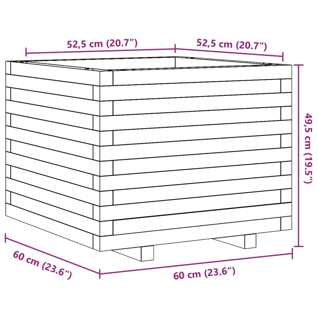 Ζαρντινιέρα Κήπου 60x60x49,5 εκ. από Μασίφ Ξύλο Ψευδοτσούγκας