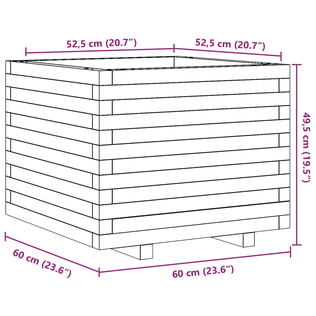 Ζαρντινιέρα Κήπου 60x60x49,5 εκ. από Εμποτισμένο Ξύλο Πεύκου - Pakobazaar