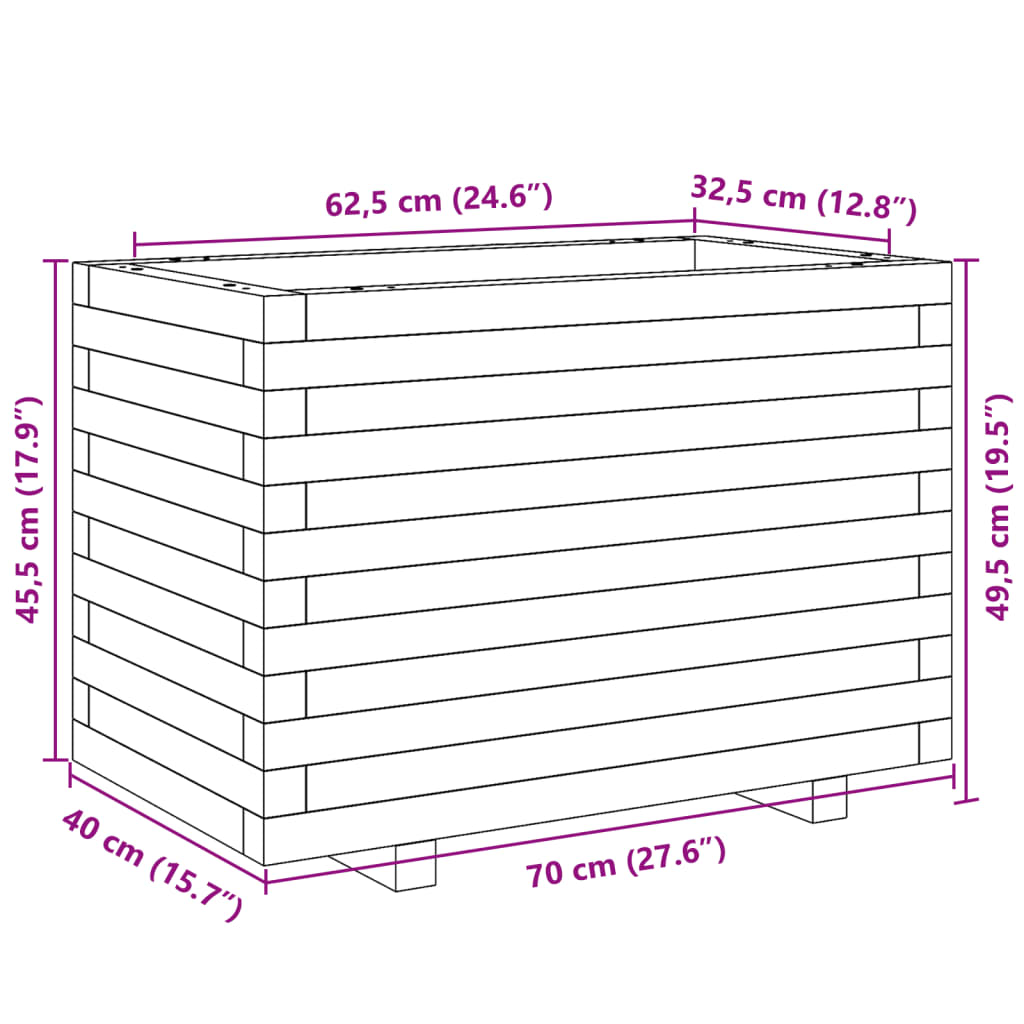 Ζαρντινιέρα Καφέ Κεριού 70x40x49,5 εκ. από Μασίφ Ξύλο Πεύκου