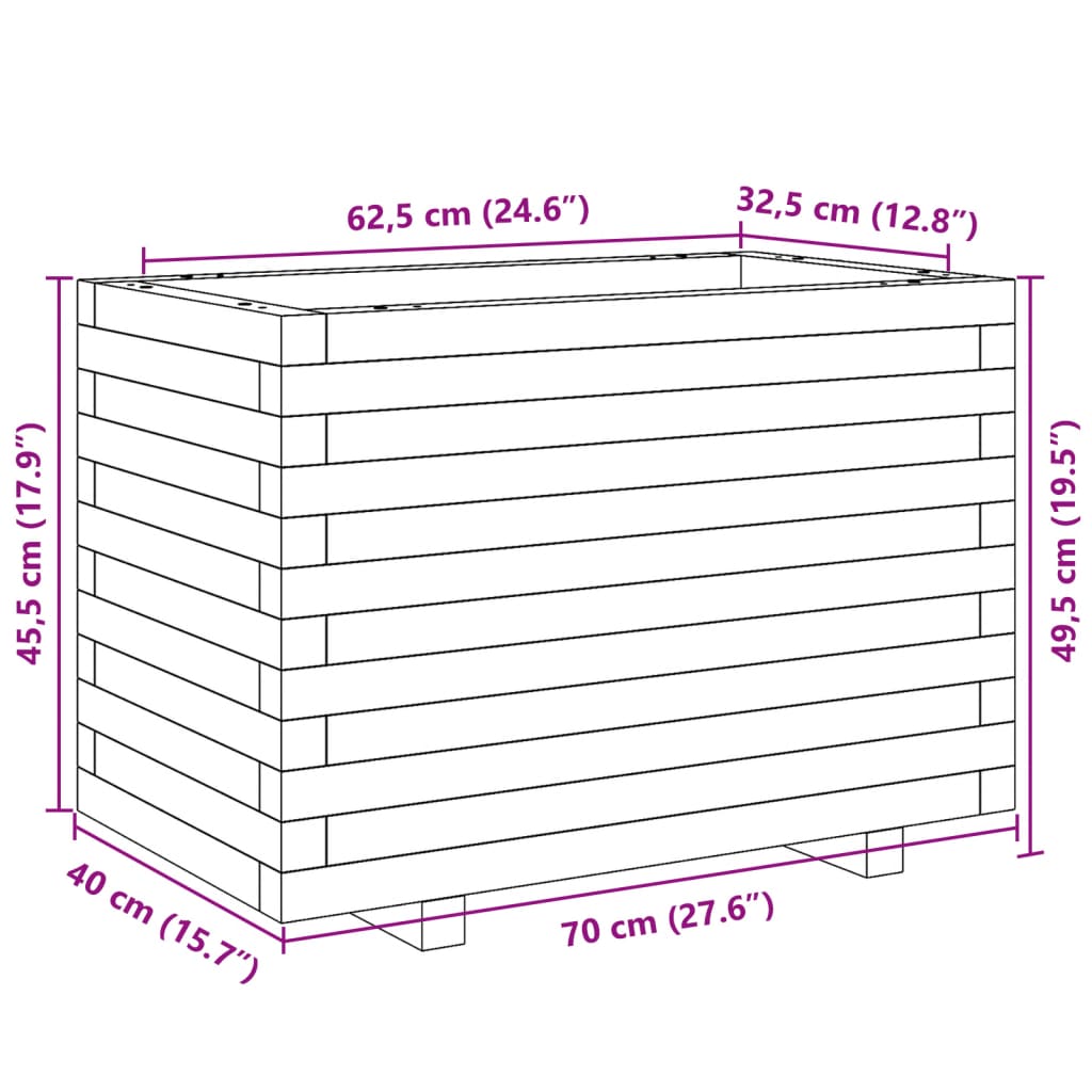Ζαρντινιέρα Κήπου 70x40x49,5 εκ. από Εμποτισμένο Ξύλο Πεύκου