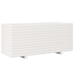 Ζαρντινιέρα Κήπου Λευκή 110x40x49,5 εκ. από Μασίφ Ξύλο Πεύκου