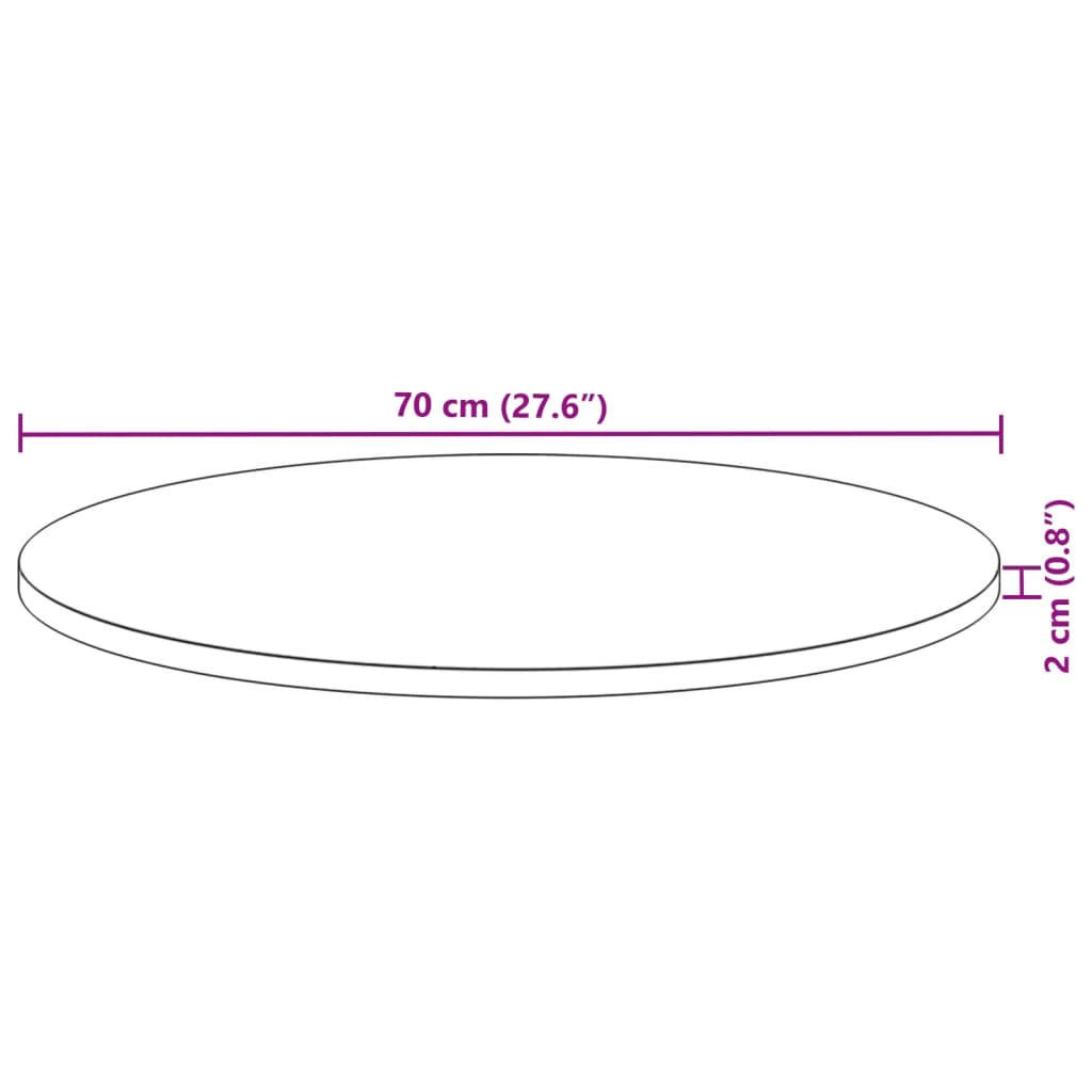Επιφάνεια Τραπεζιού Στρογγυλή Ø70x2 εκ. από Μασίφ Ξύλο Ακακίας - Pakobazaar
