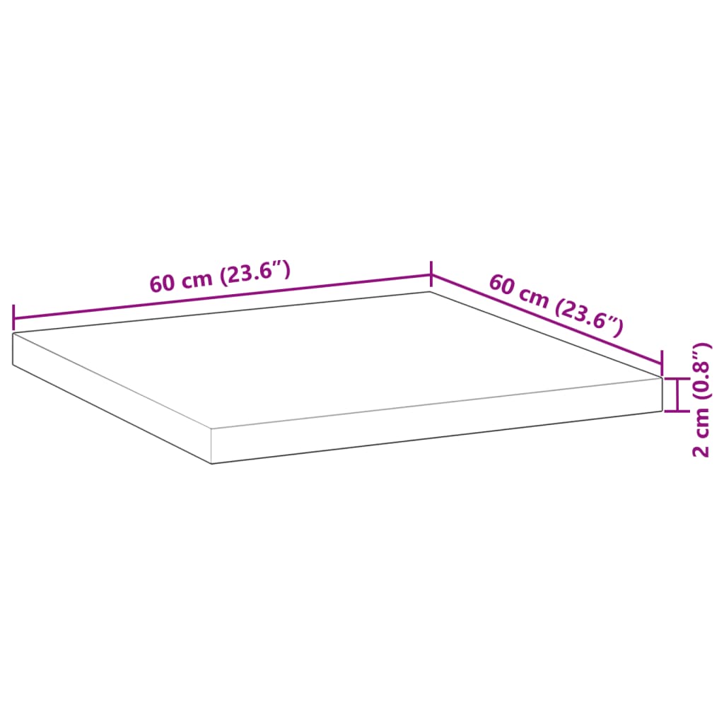 Επιφάνεια Τραπεζιού Τετράγωνη 60x60x2 εκ. Μασίφ Ξύλο Ακακίας