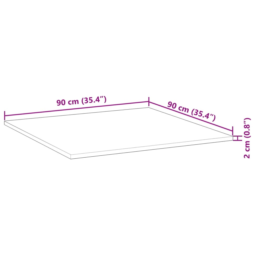 Επιφάνεια Τραπεζιού Τετράγωνη 90x90x2 εκ. Μασίφ Ξύλο Ακακίας