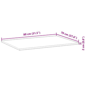 Επιφάνεια Τραπεζιού Ορθογώνια 80x70x2 εκ. από Μασίφ Ξύλο Ακακίας - Pakobazaar