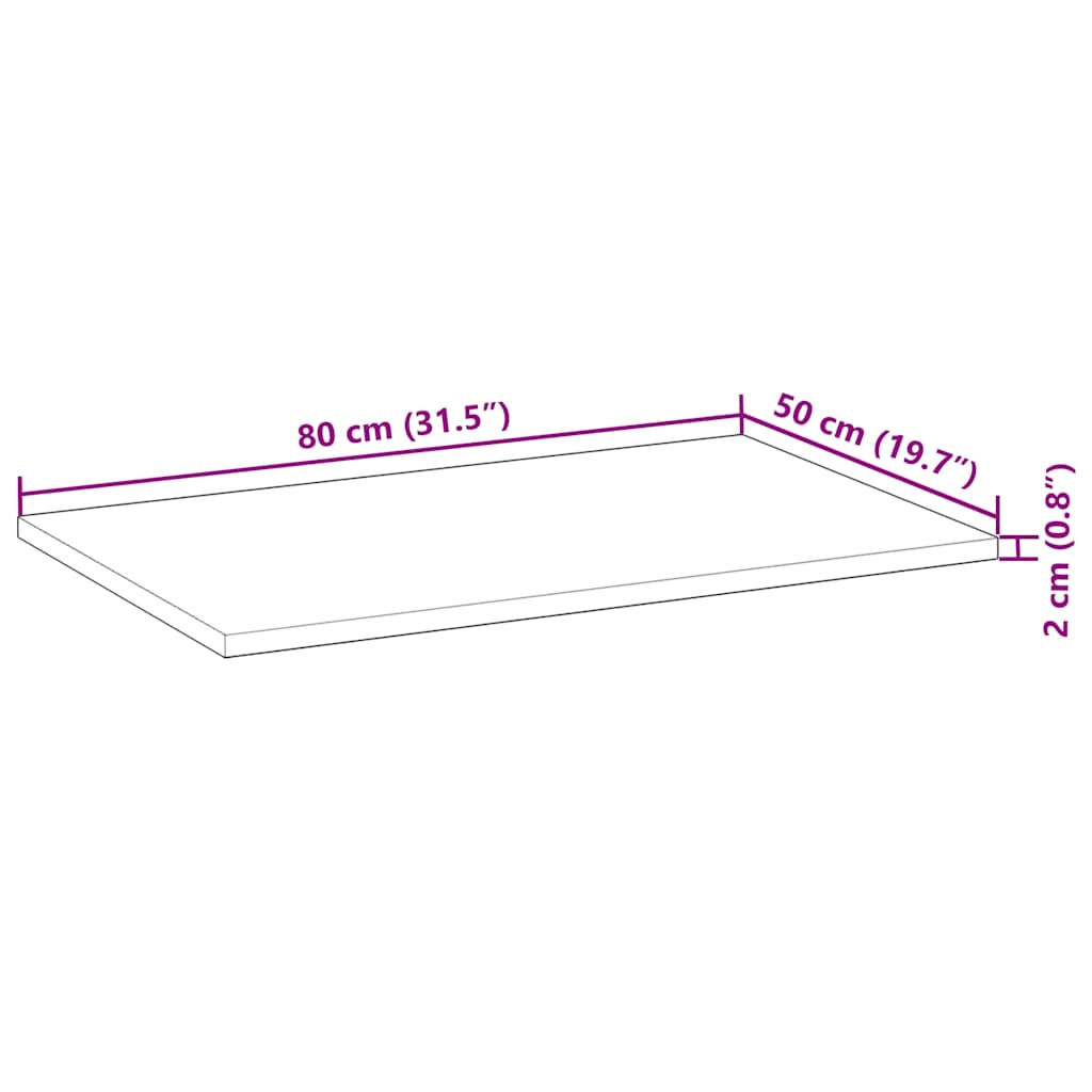 Επιφάνεια Γραφείου Ορθογώνια 80x50x2 εκ. Μασίφ Ξύλο Ακακίας