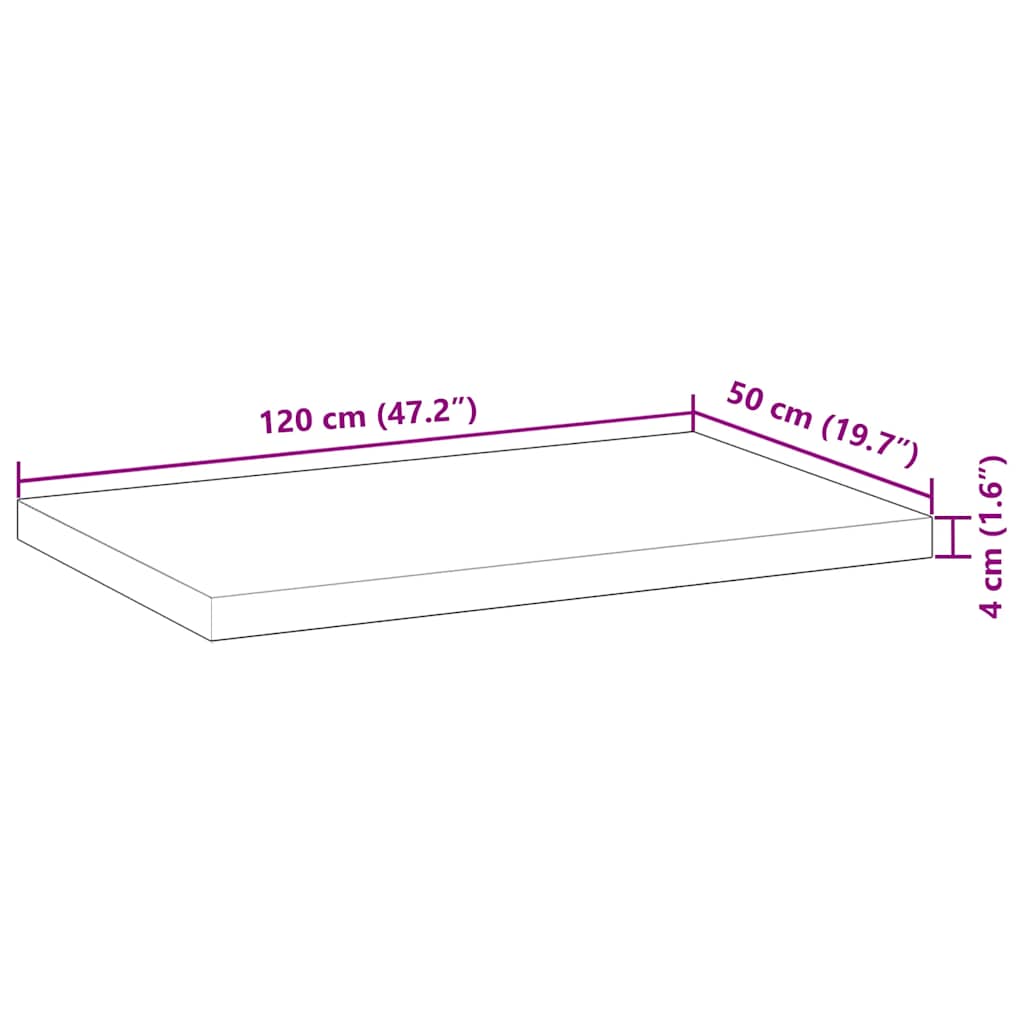 Επιφάνεια Γραφείου Ορθογώνια 120x50x4 εκ. Μασίφ Ξύλο Ακακίας - Pakobazaar