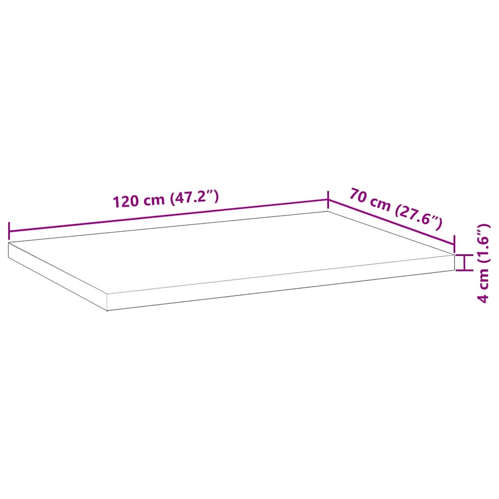 Επιφάνεια Γραφείου Ορθογώνια 120x70x4 εκ. Μασίφ Ξύλο Ακακίας - Pakobazaar