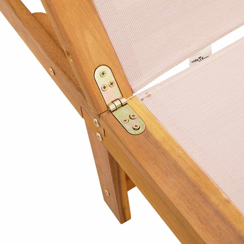 Ξαπλώστρα Κρεμ από Μασίφ Ξύλο Ακακίας και Textilene