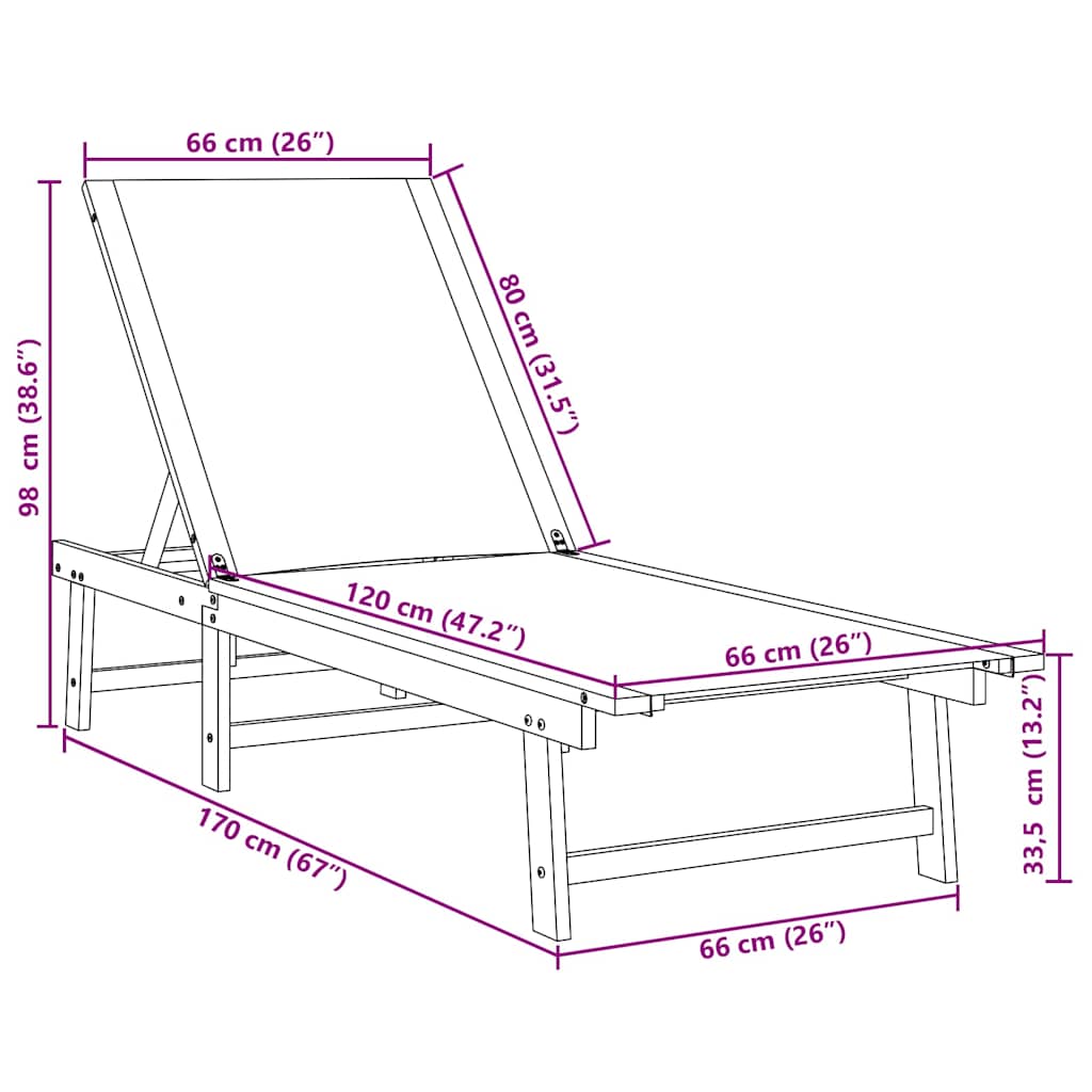 Ξαπλώστρα Μπλε από Μασίφ Ξύλο Ακακίας και Textilene