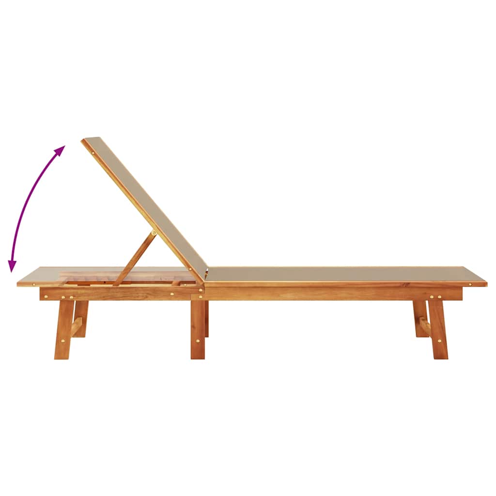 Ξαπλώστρα Taupe από Μασίφ Ξύλο Ακακίας και Textilene