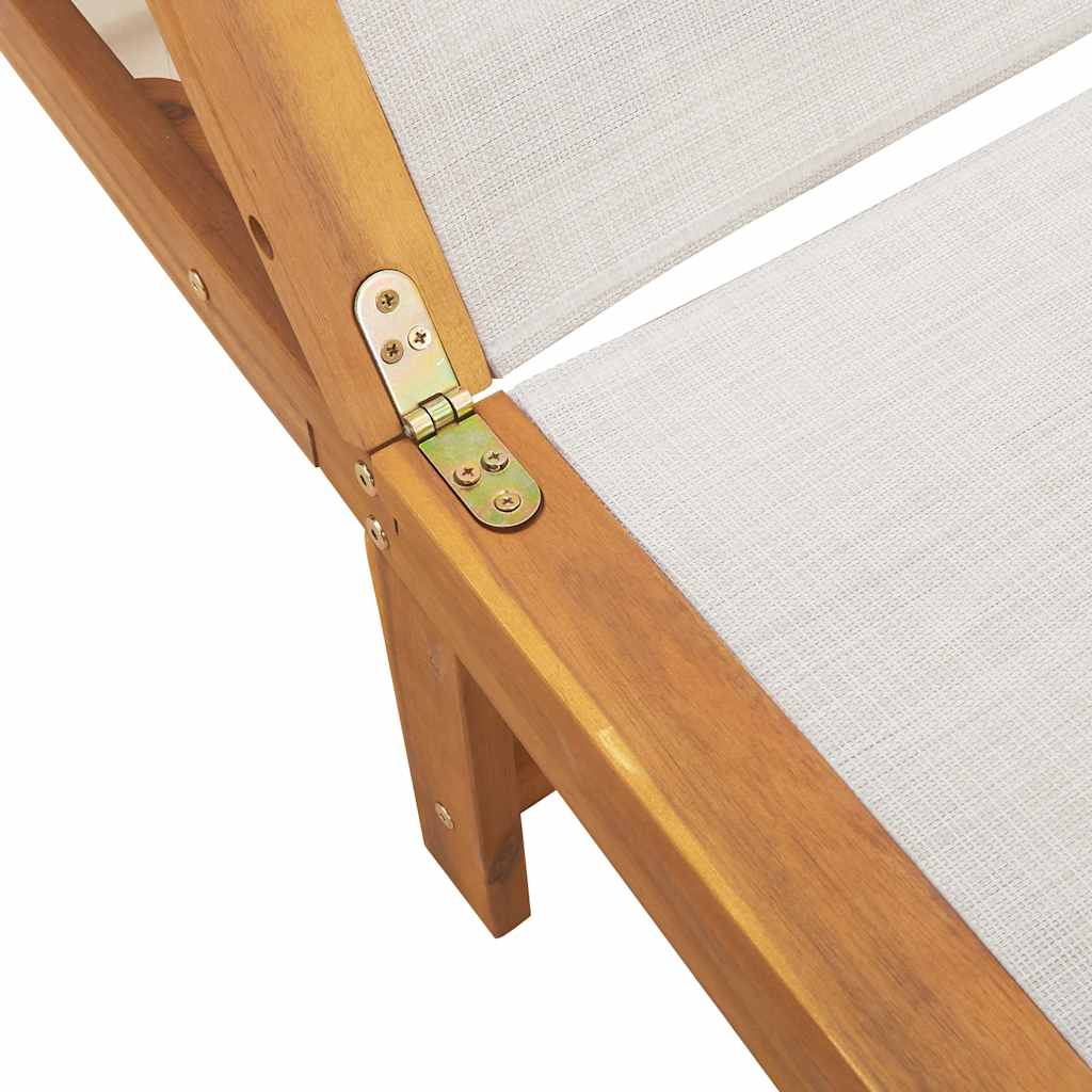 Ξαπλώστρα Γκρι από Μασίφ Ξύλο Ακακίας και Textilene με Τραπέζι