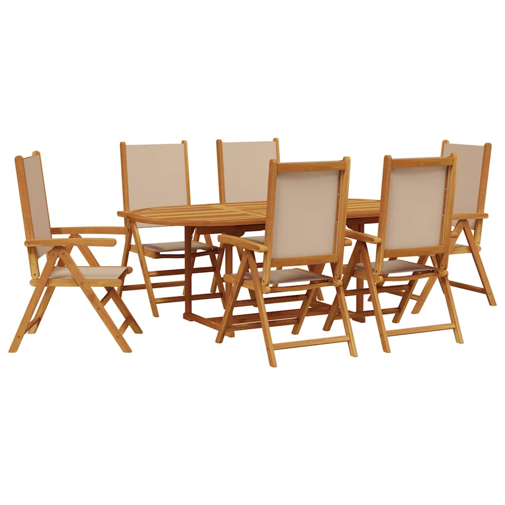 Σετ Τραπεζαρίας Κήπου 7 τεμ. Μπεζ Ύφασμα/Μασίφ Πεύκου - Pakobazaar