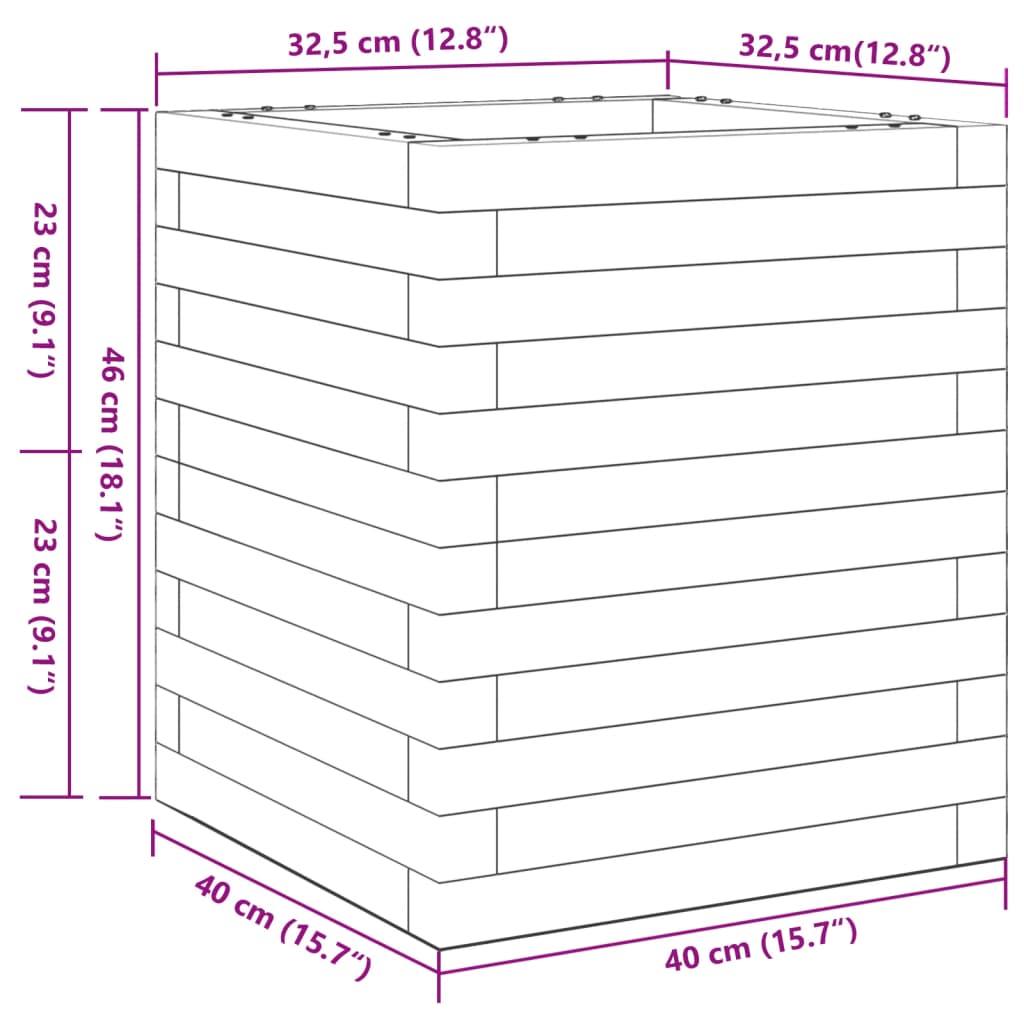 Ζαρντινιέρα Κήπου Λευκή 40x40x46 εκ. από Μασίφ Ξύλο Πεύκου