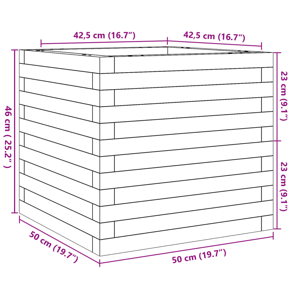 Ζαρντινιέρα 50x50x46 εκ. από Μασίφ Ξύλο Πεύκου